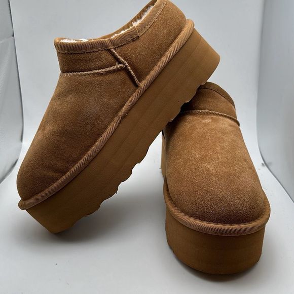 CUSHIONAIRE Women's Genuine Suede Cozy Mule Platform +Memory Foam 8.5 CHESTNUT - Picture 7 of 7
